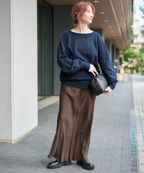 Spick & Span（スピックアンドスパン）の「《26SS 新作 》 ニュアンスコクーンバルキーニット（ニット/セーター・レディース・ベージュ/サックスブルー/ホワイト×ホワイト/ネイビー・FREE）」の7枚目の写真