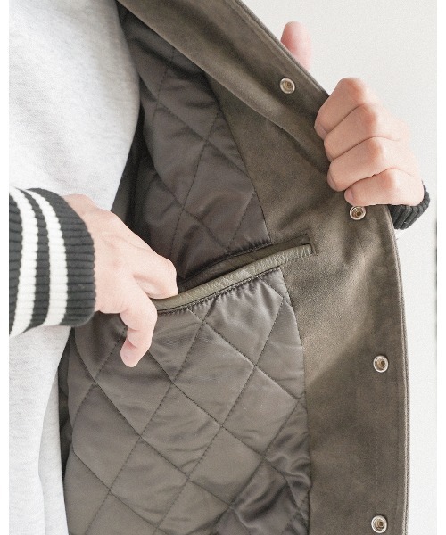 リルーム　Re.room カーキ レザー風 スタジャン リルームRe.room カーキ レザー風 スタジャン