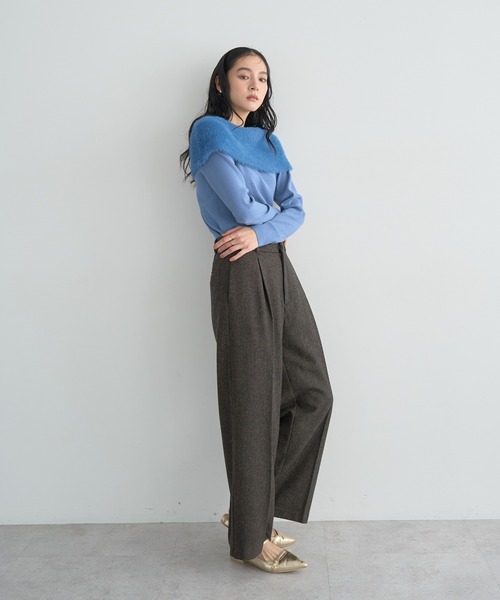 YECCA VECCA(イェッカヴェッカ)の「ファーMIXオフショルニット(ニット/セーター・レディース・ベージュ/ネイビー/ブルー・FREE)」の19枚目の写真