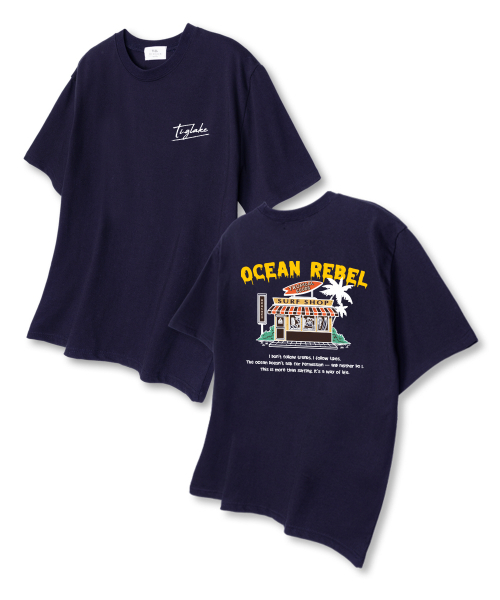 TI.GLAKE(ティーグレイク)の「サーフショップ オーバーサイズ 半袖Tシャツ ネイビー(Tシャツ/カットソー・レディース・その他・LARGE/X-LARGE/XX-LARGE)」の1枚目の写真