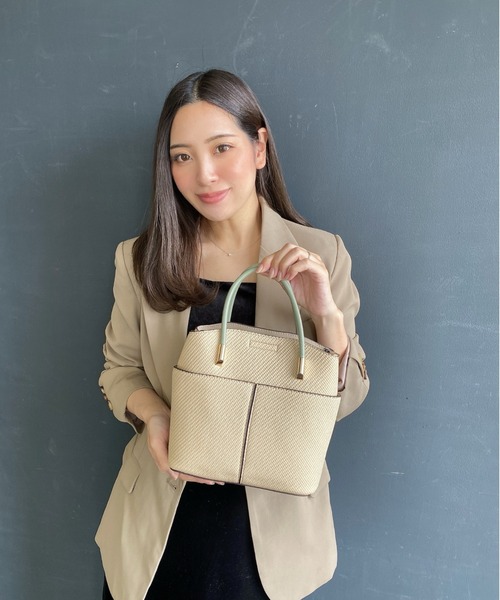 LEBELIER(ルベリエ)の「ツイ―ド風合皮コンビ2WAY手提げ(トートバッグ・レディース・ピンク/ベージュ/ブラック/ブルー・FREE)」の2枚目の写真