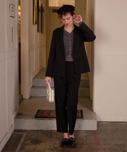 BONLECILL noir（ボンルシールノワール）の「【BONLECILL noir】ギャザーチュールレイヤードリブニットカーディガン（カーディガン/ボレロ・レディース・アイボリー/ブラック/チャコールグレー/ピンクベージュ・FREE）」の18枚目の写真