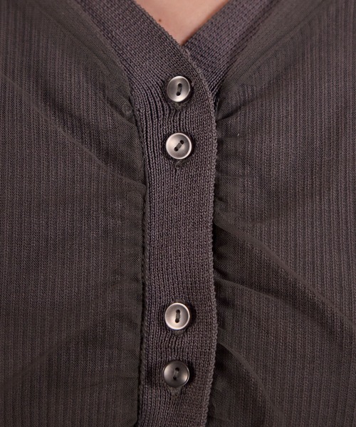 BONLECILL noir（ボンルシールノワール）の「【BONLECILL noir】ギャザーチュールレイヤードリブニットカーディガン（カーディガン/ボレロ・レディース・アイボリー/ブラック/チャコールグレー/ピンクベージュ・FREE）」の19枚目の写真