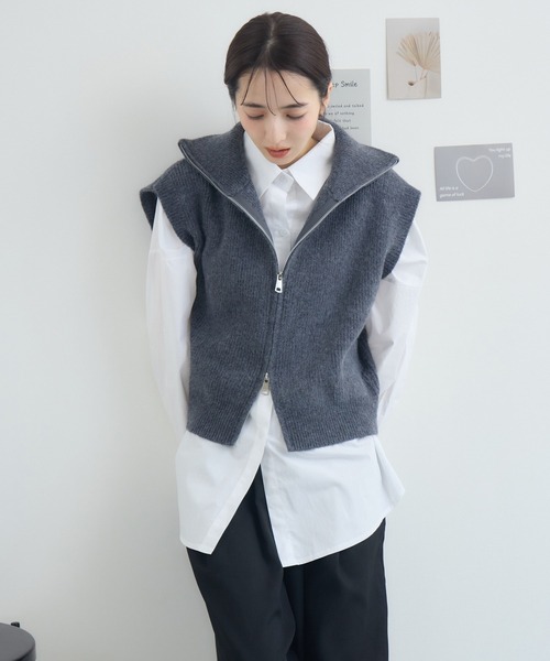 RU.TI.LE(ルチル)の「【RU.TI.LE】ジップニットベスト(ベスト・レディース・グレー/ブラック/アイボリー・MEDIUM)」の21枚目の写真
