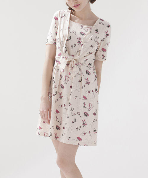 Rose Tiara ローズティアラ の 大人可愛いコスメモチーフ柄プリントカットソーワンピース ワンピース Wear