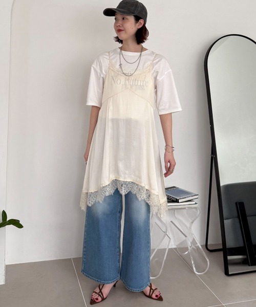 Doux archives(ドゥアルシーヴ)の「【26SS先行予約】半端袖ロゴTシャツ(Tシャツ/カットソー・レディース・チャコールグレー/オフホワイト/ベージュ・FREE)」の8枚目の写真