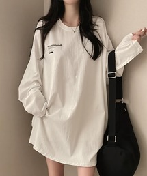 オーバーサイズロゴプリントロンT/長袖Tシャツ