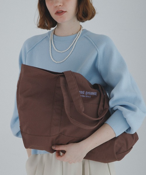 URBAN RESEARCH Sonny Label（アーバンリサーチサニーレーベル）の「WEEKEND GETAWAY TOTEBAG（トートバッグ・レディース・ブラウン/ネイビー/オフホワイト・ONE）」の2枚目の写真