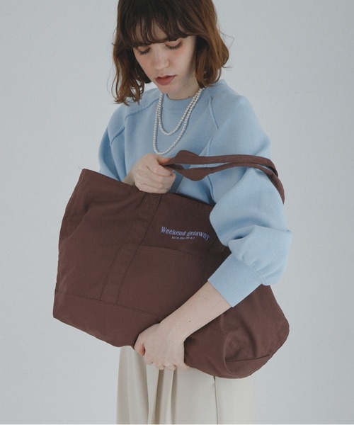 URBAN RESEARCH Sonny Label（アーバンリサーチサニーレーベル）の「WEEKEND GETAWAY TOTEBAG（トートバッグ・レディース・ブラウン/ネイビー/オフホワイト・ONE）」の7枚目の写真