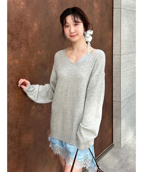 LILY BROWN（リリーブラウン）の「カシミヤブレンドニットセットサテン