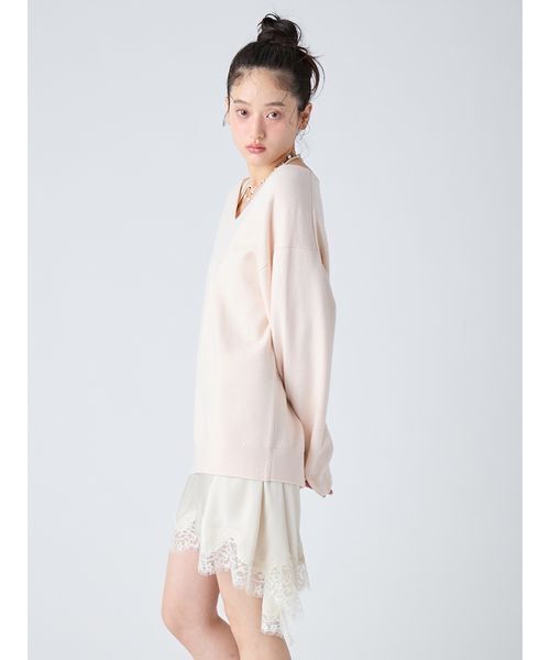 LILY BROWN(リリーブラウン)の「カシミヤブレンドニットセットサテンミニワンピース(ワンピース・レディース・アイボリー/グレー/チャコールグレー/ピンク・F)」の12枚目の写真
