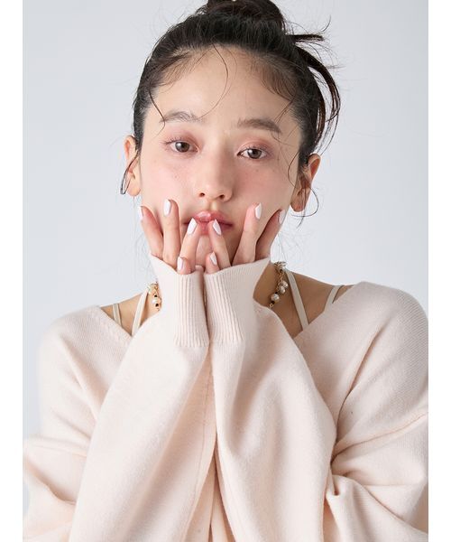 LILY BROWN(リリーブラウン)の「カシミヤブレンドニットセットサテンミニワンピース(ワンピース・レディース・アイボリー/グレー/チャコールグレー/ピンク・F)」の15枚目の写真