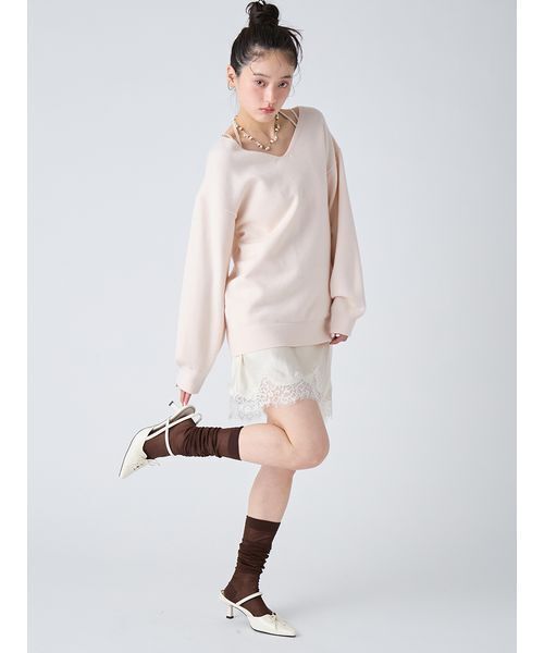 LILY BROWN(リリーブラウン)の「カシミヤブレンドニットセットサテンミニワンピース(ワンピース・レディース・アイボリー/グレー/チャコールグレー/ピンク・F)」の20枚目の写真