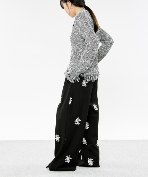 Embroidery straight pants ハイウエスト刺繍パンツ【ベルト付