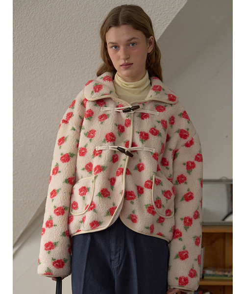 ANOETIC(アノエティック)の「FLORAL FLEECE DUFFLE JACKET_IVORY(その他アウター・レディース・アイボリー・FREE)」の5枚目の写真