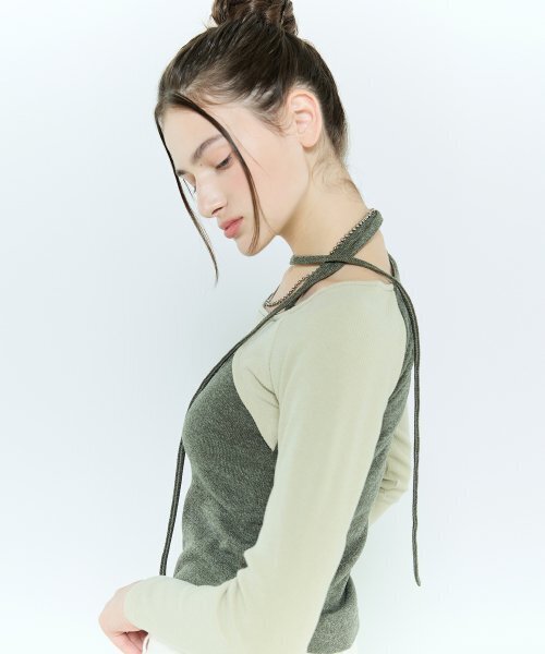 LARTIGENT(ラーティゼン)の「L6 CUTOUT RAGLAN TOP(KHAKI)(Tシャツ/カットソー・レディース・その他・FREE)」の4枚目の写真