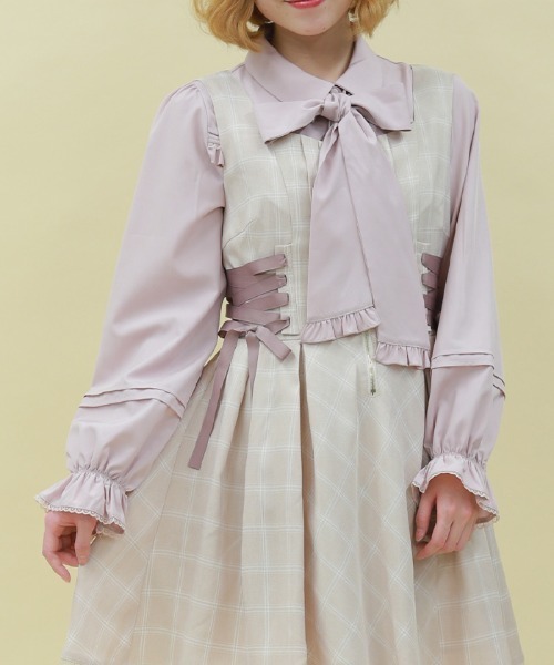axes femme POETIQUE（アクシーズファムポエティック）の「ボウタイリボン付きフリルブラウス（シャツ/ブラウス・レディース・ホワイト/ブラック/ピンク・MEDIUM）」の3枚目の写真