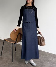 【セットアイテム】デニムビスチェ×デニムフレアスカートSET