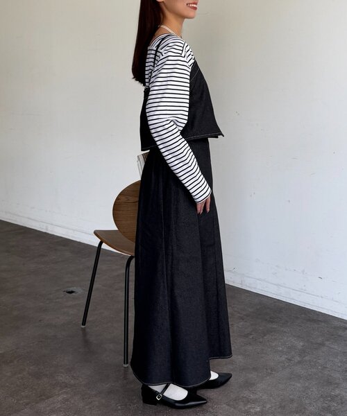 Chez toi（シェトワ）の「【セットアイテム】デニムビスチェ×デニムフレアスカートSET（つなぎ/オールインワン・レディース・グレー/インディゴブルー/ブラック・FREE）」の9枚目の写真