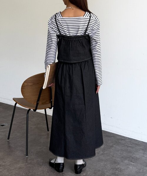 Chez toi（シェトワ）の「【セットアイテム】デニムビスチェ×デニムフレアスカートSET（つなぎ/オールインワン・レディース・グレー/インディゴブルー/ブラック・FREE）」の10枚目の写真