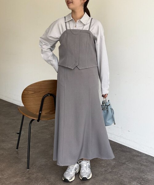 Chez toi（シェトワ）の「【セットアイテム】デニムビスチェ×デニムフレアスカートSET（つなぎ/オールインワン・レディース・グレー/インディゴブルー/ブラック・FREE）」の14枚目の写真