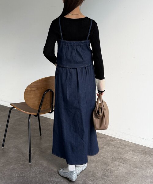Chez toi（シェトワ）の「【セットアイテム】デニムビスチェ×デニムフレアスカートSET（つなぎ/オールインワン・レディース・グレー/インディゴブルー/ブラック・FREE）」の22枚目の写真