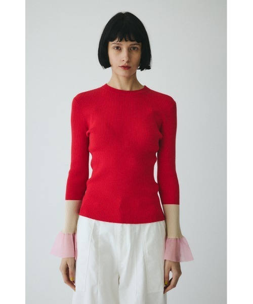 HeRIN.CYE（ヘリンドットサイ）の「Flare sleeve knit tops　　フレアスリーブニットトップス（ニット/セーター・レディース・レッド/ネイビー/グレー・FREE）」の3枚目の写真