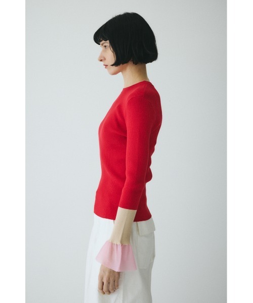 HeRIN.CYE（ヘリンドットサイ）の「Flare sleeve knit tops　　フレアスリーブニットトップス（ニット/セーター・レディース・レッド/ネイビー/グレー・FREE）」の5枚目の写真