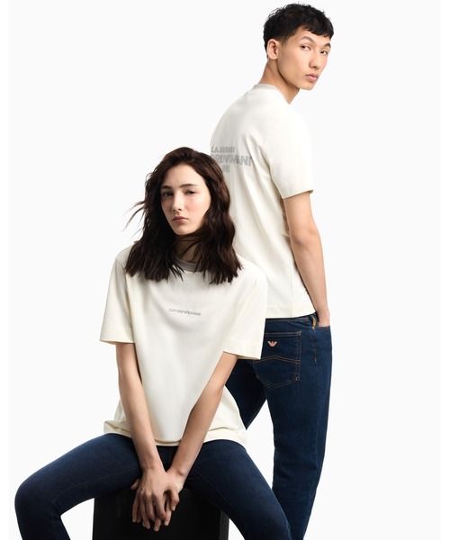 EMPORIO ARMANI(エンポリオアルマーニ)の「【エンポリオ アルマーニ】CROSS ヘビーシングルジャージーTシャツ(Tシャツ/カットソー・メンズ・ダークブルー/オフホワイト・MEDIUM/LARGE/XX-LARGE/X-SMALL/X-LARGE/SMALL)」の2枚目の写真