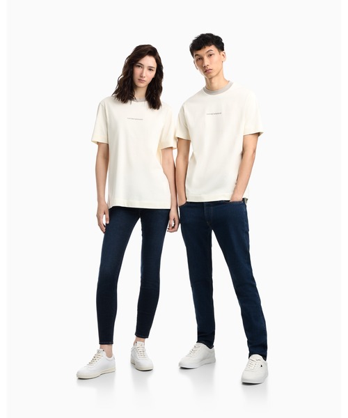 EMPORIO ARMANI(エンポリオアルマーニ)の「【エンポリオ アルマーニ】CROSS ヘビーシングルジャージーTシャツ(Tシャツ/カットソー・メンズ・ダークブルー/オフホワイト・MEDIUM/LARGE/XX-LARGE/X-SMALL/X-LARGE/SMALL)」の8枚目の写真