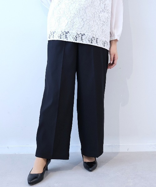 fleur by mint breeze（フルールバイミントブリーズ）の「【L～5L 大きいサイズ】ストレッチツイルセンタープレスワイドパンツ（その他パンツ・レディース・ブラック/カーキ・LL/3L/4L/5L）」の2枚目の写真