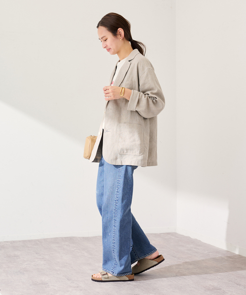 FRAMeWORK（フレームワーク）の「ソフトリネンライトジャケット（テーラードジャケット・レディース・ベージュ/ネイビー・36/38）」の4枚目の写真