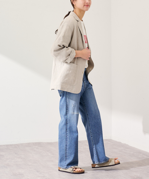 FRAMeWORK（フレームワーク）の「ソフトリネンライトジャケット（テーラードジャケット・レディース・ベージュ/ネイビー・36/38）」の5枚目の写真