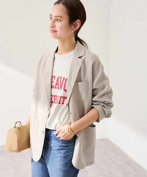 FRAMeWORK（フレームワーク）の「ソフトリネンライトジャケット（テーラードジャケット・レディース・ベージュ/ネイビー・36/38）」の7枚目の写真