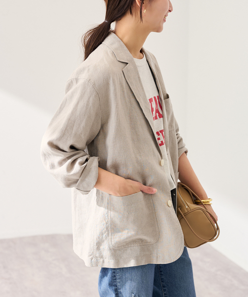 FRAMeWORK（フレームワーク）の「ソフトリネンライトジャケット（テーラードジャケット・レディース・ベージュ/ネイビー・36/38）」の8枚目の写真