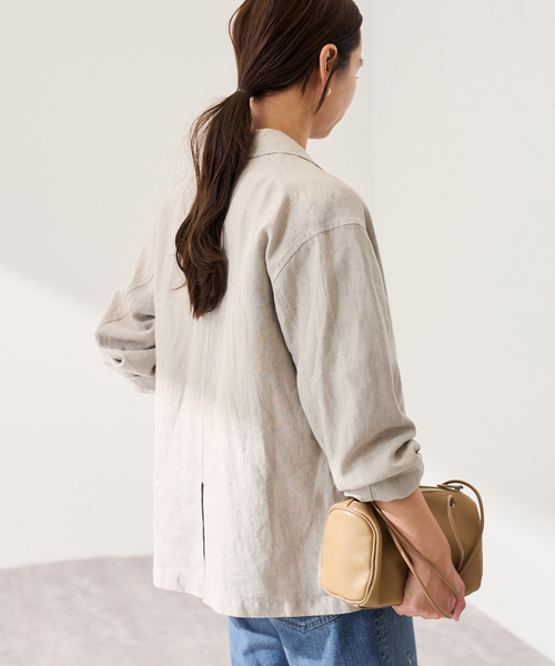 FRAMeWORK（フレームワーク）の「ソフトリネンライトジャケット（テーラードジャケット・レディース・ベージュ/ネイビー・36/38）」の9枚目の写真