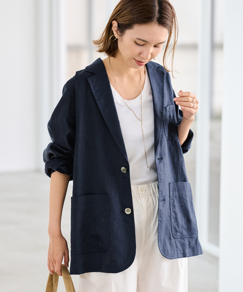FRAMeWORK（フレームワーク）の「ソフトリネンライトジャケット（テーラードジャケット・レディース・ベージュ/ネイビー・36/38）」の16枚目の写真