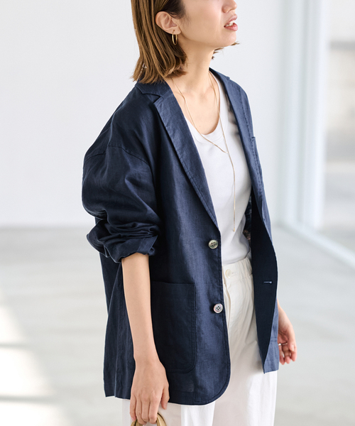 FRAMeWORK（フレームワーク）の「ソフトリネンライトジャケット（テーラードジャケット・レディース・ベージュ/ネイビー・36/38）」の17枚目の写真