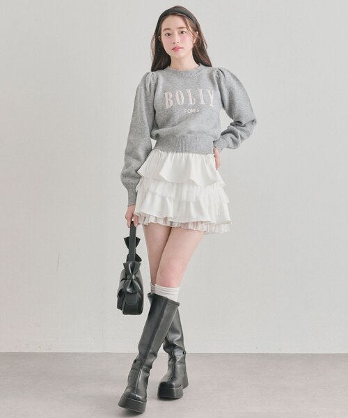 OLIVE des OLIVE（オリーブデオリーブ）の「エアリーラッフルティアードミニスカート（スカート・レディース・ホワイト/オフホワイト/ホワイト系その他/ブラック/チャコールグレー・FREE）」の10枚目の写真