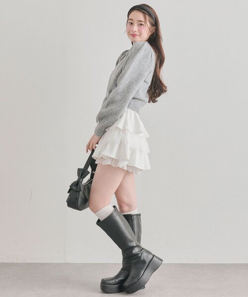 OLIVE des OLIVE（オリーブデオリーブ）の「エアリーラッフルティアードミニスカート（スカート・レディース・ホワイト/オフホワイト/ホワイト系その他/ブラック/チャコールグレー・FREE）」の11枚目の写真