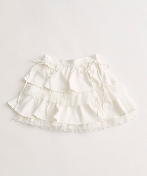 OLIVE des OLIVE（オリーブデオリーブ）の「エアリーラッフルティアードミニスカート（スカート・レディース・ホワイト/オフホワイト/ホワイト系その他/ブラック/チャコールグレー・FREE）」の12枚目の写真