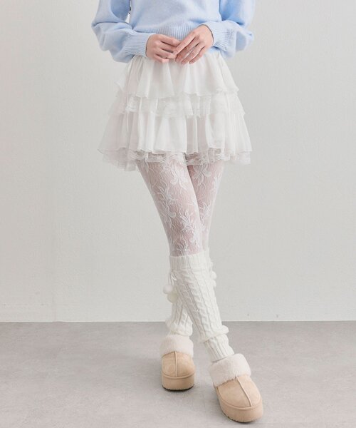 OLIVE des OLIVE（オリーブデオリーブ）の「エアリーラッフルティアードミニスカート（スカート・レディース・ホワイト/オフホワイト/ホワイト系その他/ブラック/チャコールグレー・FREE）」の14枚目の写真