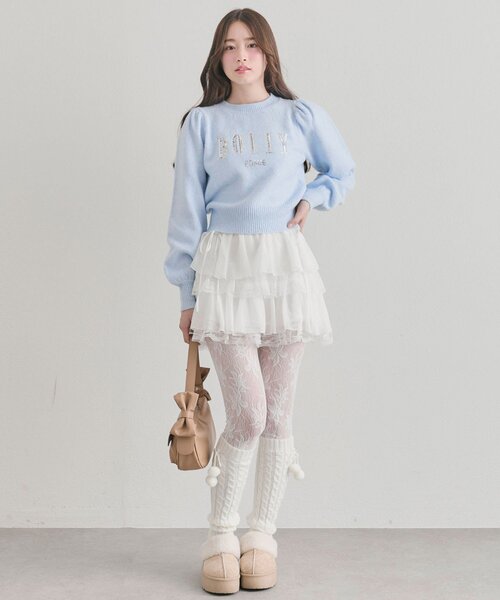 OLIVE des OLIVE（オリーブデオリーブ）の「エアリーラッフルティアードミニスカート（スカート・レディース・ホワイト/オフホワイト/ホワイト系その他/ブラック/チャコールグレー・FREE）」の17枚目の写真