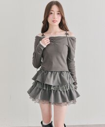 OLIVE des OLIVE | エアリーラッフルティアードミニスカート(スカート)