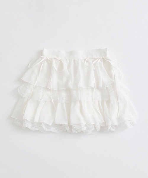 OLIVE des OLIVE（オリーブデオリーブ）の「エアリーラッフルティアードミニスカート（スカート・レディース・ブラック/チャコールグレー/オフホワイト/ホワイト系その他/ホワイト・FREE）」の6枚目の写真