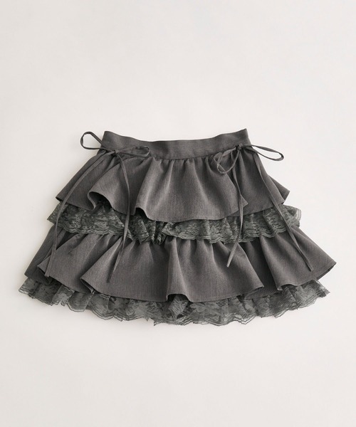 OLIVE des OLIVE（オリーブデオリーブ）の「エアリーラッフルティアードミニスカート（スカート・レディース・ブラック/チャコールグレー/オフホワイト/ホワイト系その他/ホワイト・FREE）」の8枚目の写真