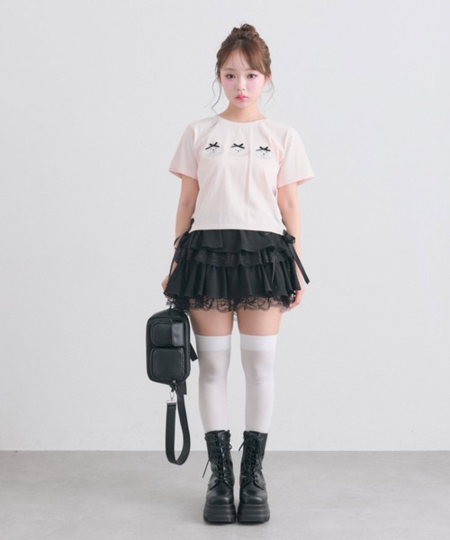 OLIVE des OLIVE(オリーブデオリーブ)の「エアリーラッフルティアードミニスカート(スカート・レディース・ブラック/チャコールグレー/オフホワイト/ホワイト系その他/ホワイト/ブラック系その他・FREE)」の10枚目の写真