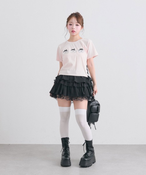 OLIVE des OLIVE(オリーブデオリーブ)の「エアリーラッフルティアードミニスカート(スカート・レディース・ブラック/チャコールグレー/オフホワイト/ホワイト系その他/ホワイト/ブラック系その他・FREE)」の11枚目の写真