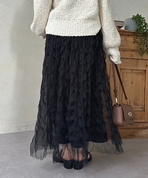 Thevon(ゼボン)の「ウェーブワッシャーシアースカート(スカート・レディース・アイボリー/ブラック/チャコールグレー・FREE)」の14枚目の写真