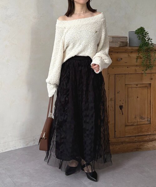 Thevon(ゼボン)の「ウェーブワッシャーシアースカート(スカート・レディース・アイボリー/ブラック/チャコールグレー・FREE)」の16枚目の写真